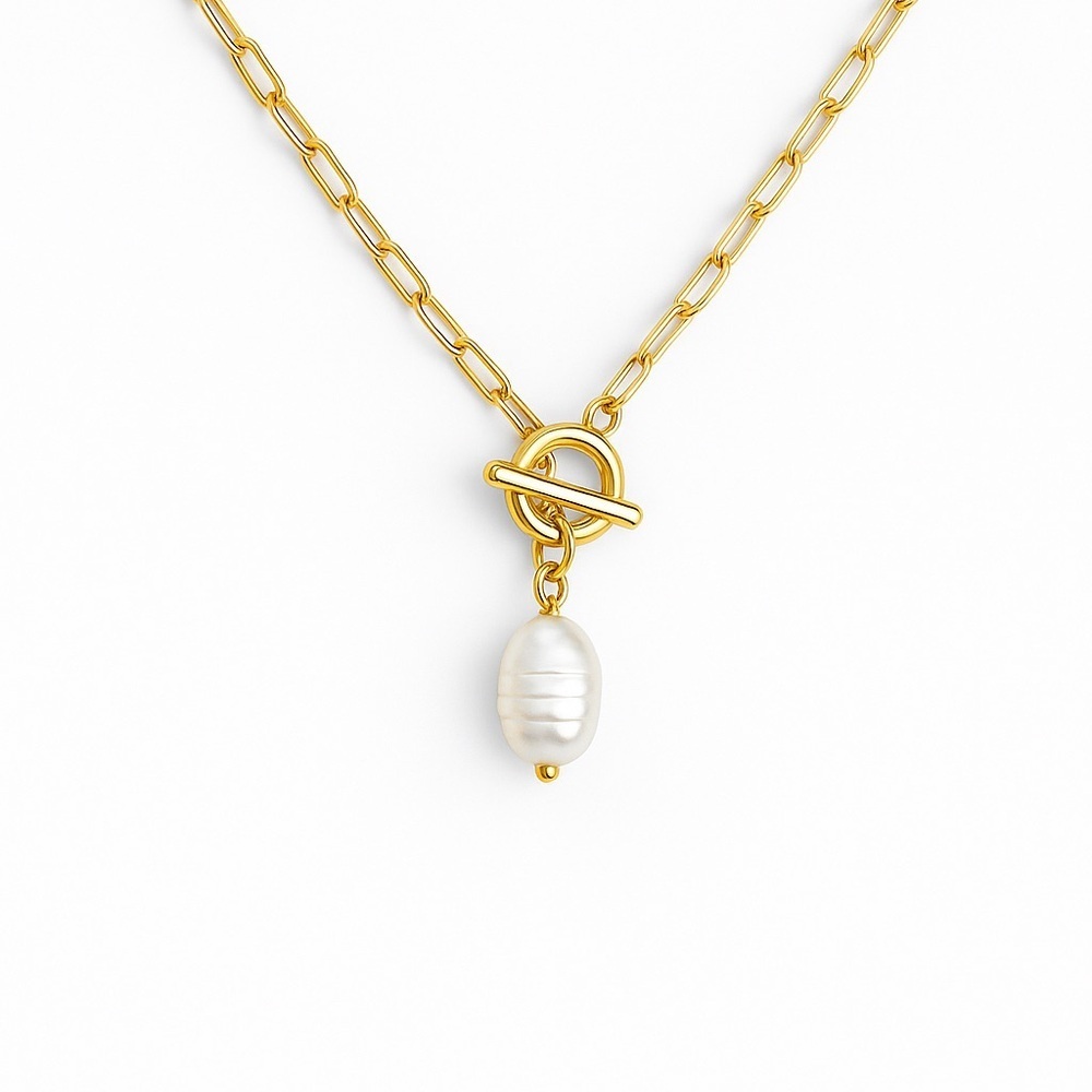 ⚜️ Elegant Gold Necklace With Pearl Pendant 💫